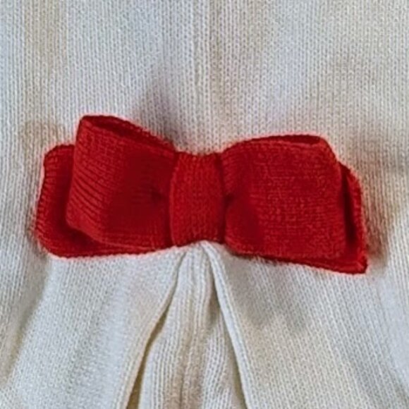 Janie & Jack Infant Girl's 3-6 Month Ivory & Red Knit Sweater With Bow on Back - Picture 5 of 5